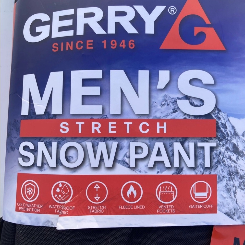 Gerry Men’s M Black Snow Pants 4-Way Stretch Fleece Lined Waterproof winter snow - Picture 2 of 14